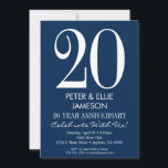 Marinho Azul Branco Convites de Aniversário Modern<br><div class="desc">Um simples e moderno convite para o aniversário do azul e branco do marinho. Perfeito para aniversários de marcos como 5,  10º,  15,  20,  25,  35º,  45º,  45º,  50º,  55º,  60º... ou a qualquer ano!</div>