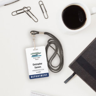 Marinho Azul Branco ID do funcionário Crachá de lo