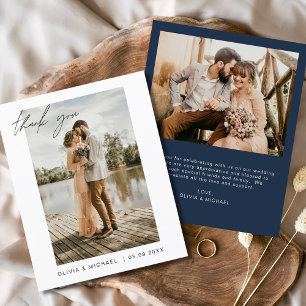 Marinho Azul Casamento Obrigado Cartões Foto Minim
