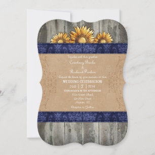 Marinho Azul Castanho Russo Convite de casamento d