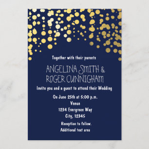 Marinho Azul Confetti Convite para Casamento Azul