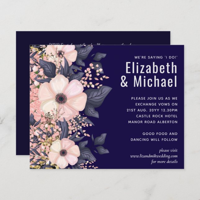 Marinho Azul Cor-de-rosa Moderno Orçamento de Casa (Frente/Verso)