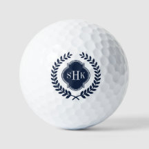 Marinho Azul Crest Laurel Wreath Monograma