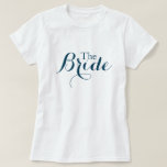 Marinho azul da noiva T-Shirt<br><div class="desc">O saco de tote de casamento personalizado apresenta um texto personalizado azul marinho,  decorativo e elegante que pode ser personalizado com o nome e o papel da pessoa no seu partido noivo.</div>