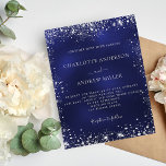 Marinho azul de prata brilhando no orçamento convi<br><div class="desc">Um fundo azul marinho,  decorado com pó falso de cinza prateada. A cor azul é irregular. Personalize e adicione seus nomes e detalhes.</div>