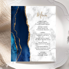 Marinho Azul Dourado Agate Marble Menu
