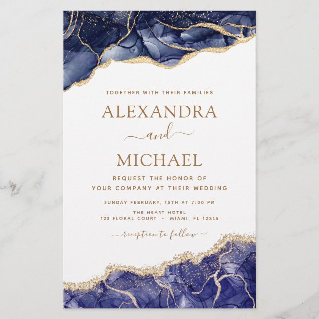 Marinho Azul Dourado Casamento Azul (Frente)