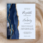 Marinho Azul, Dourado Casamento Convite<br><div class="desc">A borda esquerda deste elegante convite de casamento moderno apresenta um marinho azul de aquarela agata borda aparada com falso brilho dourado. O texto personalizável combina letra de escrita manual, placa de impressão e fontes itálicas em azul marinho sobre fundo azul pálido. O verso apresenta um design azul-marinho e um...</div>