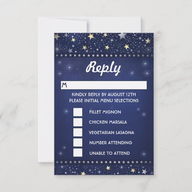 Marinho Azul Dourado e White Stars RSVP Seleções d (Frente)