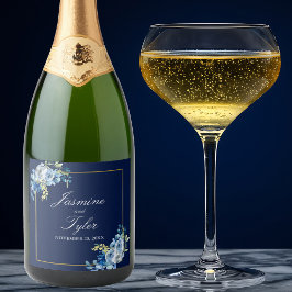 Marinho Azul Dourado Floral Elegante Noite Casado