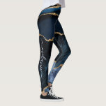 Marinho Azul Dourado Gemstone Suas Leggings de Nom<br><div class="desc">Leggings com Marinho de Agate Azul Gemstone Marble Monograma Monograma Nome Geode Glitter Sparkle Personalizado Aniversário ou Oferta de Casamento - Adicione sua Carta / Nome - Texto ou Remover - Faça seu presente especial - Redimensionar e mover ou remover e adicionar texto / elementos com a ferramenta Personalização. Escolha...</div>