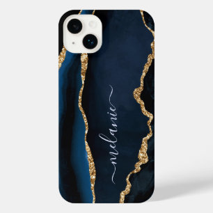 Marinho Azul Dourado mármore Personalizado Seu Nom