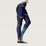 Marinho Azul Dourado Personalizar Leggings de Letr<br><div class="desc">Leggings com Marinho de Agate Azul Gemstone Marble Monograma Monograma Nome Geode Glitter Sparkle Personalizado Aniversário ou Oferta de Casamento - Adicione sua Carta / Nome - Texto ou Remover - Faça seu presente especial - Redimensionar e mover ou remover e adicionar texto / elementos com a ferramenta Personalização. Design...</div>