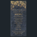 Marinho Azul Dourado String Luzes Bokeh Menu Casam<br><div class="desc">Preencha a sua mesa com este elegante menu de casamento da Coleção Rustic Glam Wedding. Projetado com luzes brilhantes de cordas douradas sobre um fundo profundo de faux-denim de marinho, este menu vertical oferece uma combinação impressionante de charme rústico e sofisticação noturna. A disposição inclui seções para pães, entrenes e...</div>