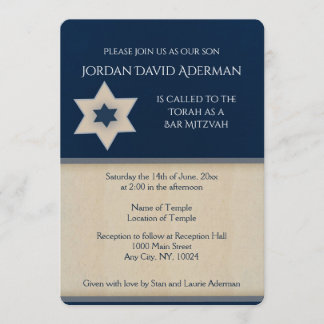 marinho azul e Bar bronzeado Convite Mitzvah