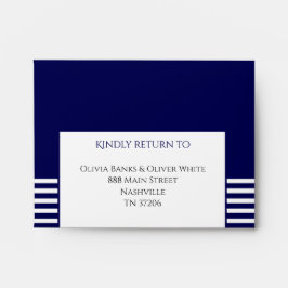 Marinho azul e branco - RSVP do Convite de casamen