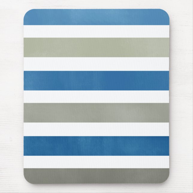Marinho Azul e Cinza Stripes Padrão Mousepad (Frente)