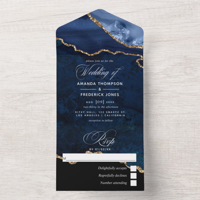 Marinho Azul e Dourado Agate Weding (Interno)