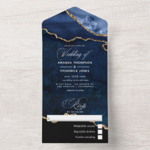 Marinho Azul e Dourado Agate Weding