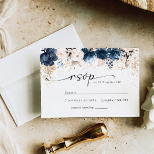 Marinho Azul e Dusty Rosa Ceremony RSVP
