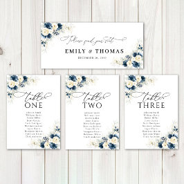 Marinho Azul e Rosas Brancas Mesa de Casamento