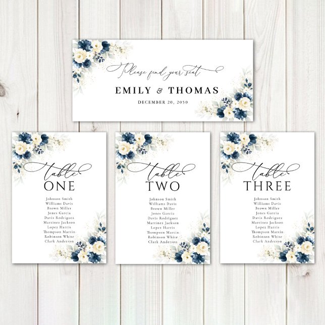 Marinho Azul e Rosas Brancas Mesa de Casamento (Criador carregado)