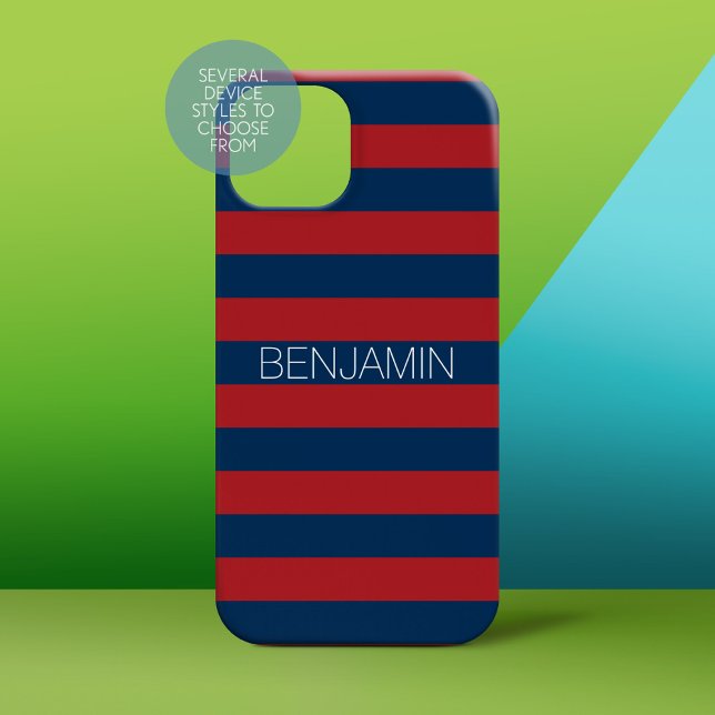 Marinho Azul e Vermelho de Rúguebi com Nome Person (Personalized Phone Case)