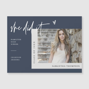 Marinho Azul Ela Fez Isso Graduação Foto Magnet