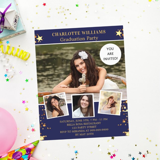 Marinho azul estrelas festa de formatura convite p (Criador carregado)