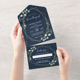 Marinho Azul Eucalyptus Deixa Casamento Geométrico