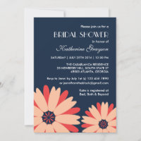 Marinho Azul Flor Convite para Casamento de primav