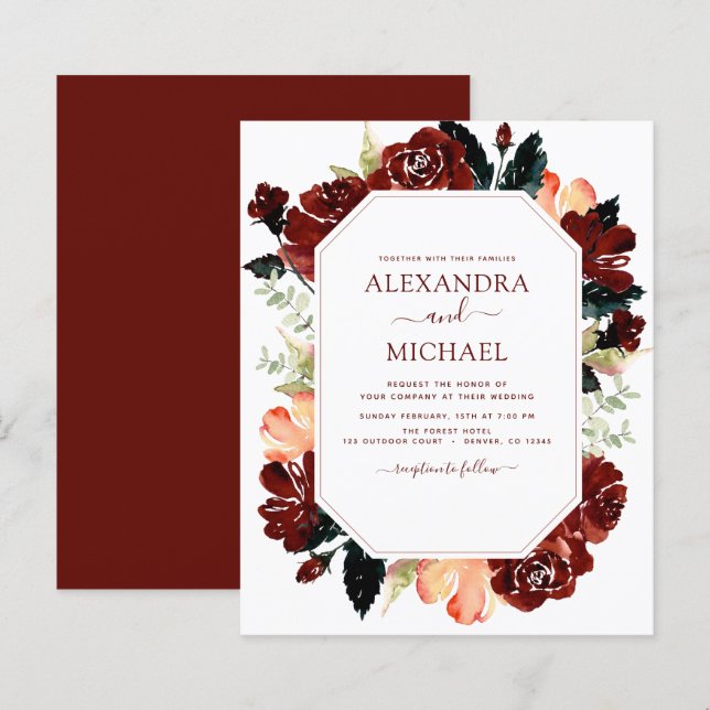 Marinho Azul Floral Elegante Moderno (Frente/Verso)