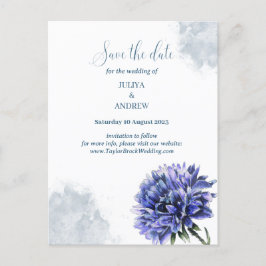 Marinho Azul Floral salvar data Postar cartão