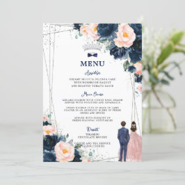 Marinho Azul Gêmeas Florais Quinceañera Menu