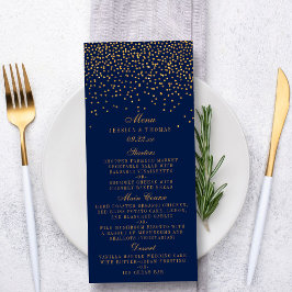 Marinho Azul & Glam Dourado Menu de Casamento de C