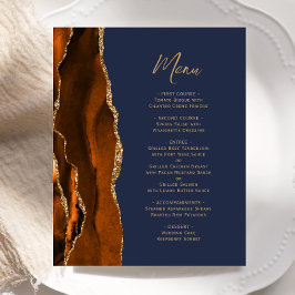 Marinho Azul Laranja Queimado Menu Casamento