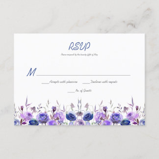 Marinho Azul Lavanda RPVP Rosas de Aquarela RSVP