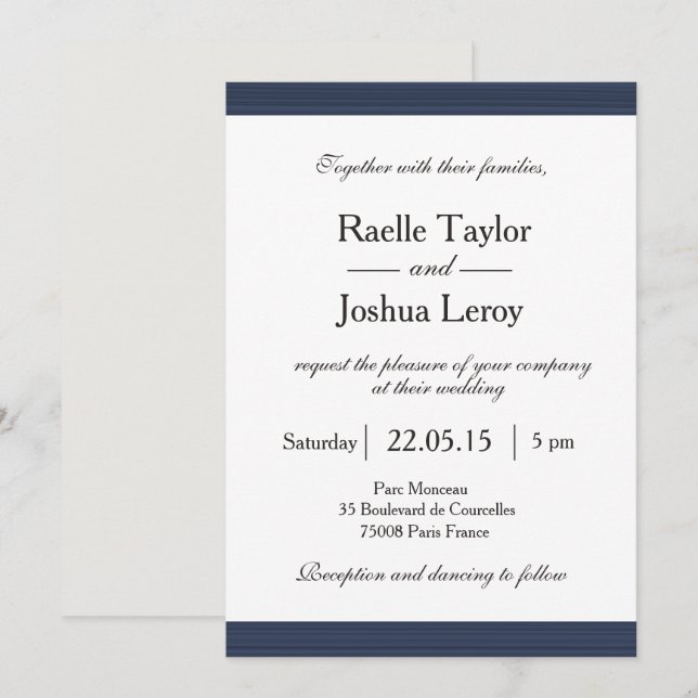 Marinho azul listras brancas cinza convite para ca (Frente/Verso)