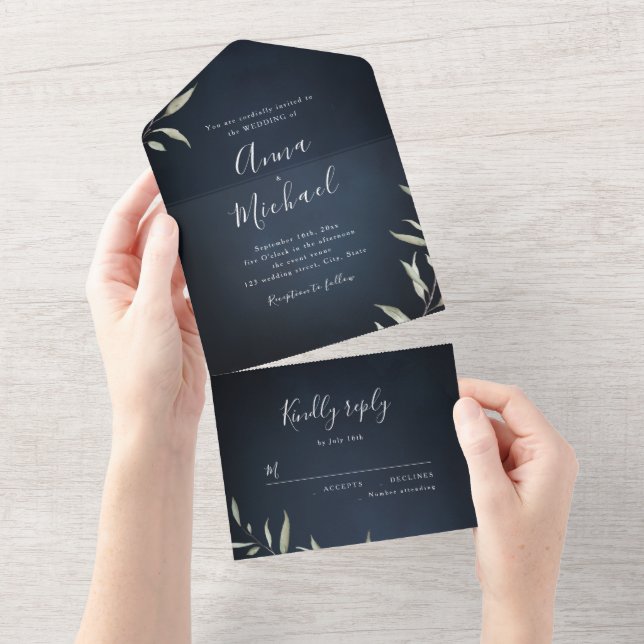 Marinho azul mínimo verde casamento russo (Tearaway)