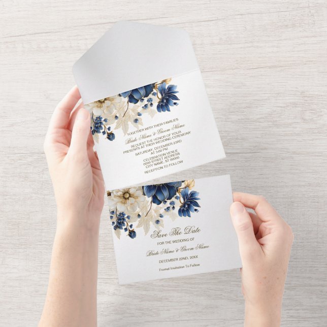 Marinho Azul Ouro Branco Prata Floral (Aba destacável)