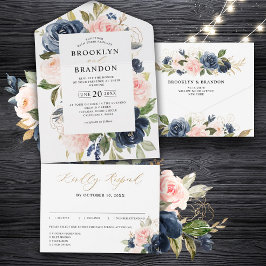 Marinho Azul Pousado Pincel Cor-de-rosa Casamento
