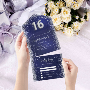 Marinho azul-prata brilhante Doce 16 rsvp
