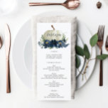 Marinho Azul Pumpkin Casamento outono Menu ou Chá<br><div class="desc">Mostre seu menu delicioso nestas cartas adoráveis - tamanho perfeito para colocar em cada prato! Este design apresenta uma bela fonte de script e um belo Marinho buquê azul Pumpkin outono floral. Edite facilmente os itens de comida! Consulte a coleção para obter mais itens correspondentes!</div>