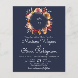 Marinho Azul Queda Romântica do Orçamento Casament