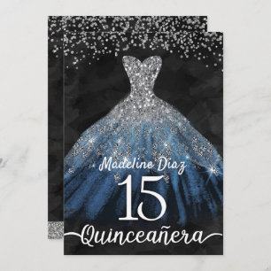 Marinho Azul Quinceanera Convite Cumpleanos