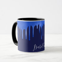 Marinho azul real brilha nome script caneca