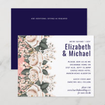 Marinho Azul Rosa claro Floral de Casamento