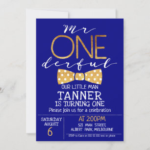 Marinho Azul Sr. Convite de Aniversário Maravilhos