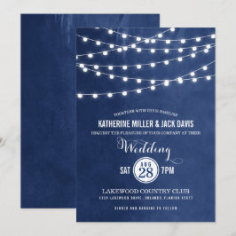 Marinho Azul String Luzes de Casamento Convite