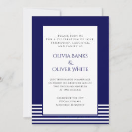 Marinho Azul Striped - Convite De Casamento